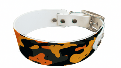 L'atelier du Fourmilier collier bicolore 399 Collier bicolore large pour chien en BioThane® imprimé – Collection camouflage– 38/25 mm