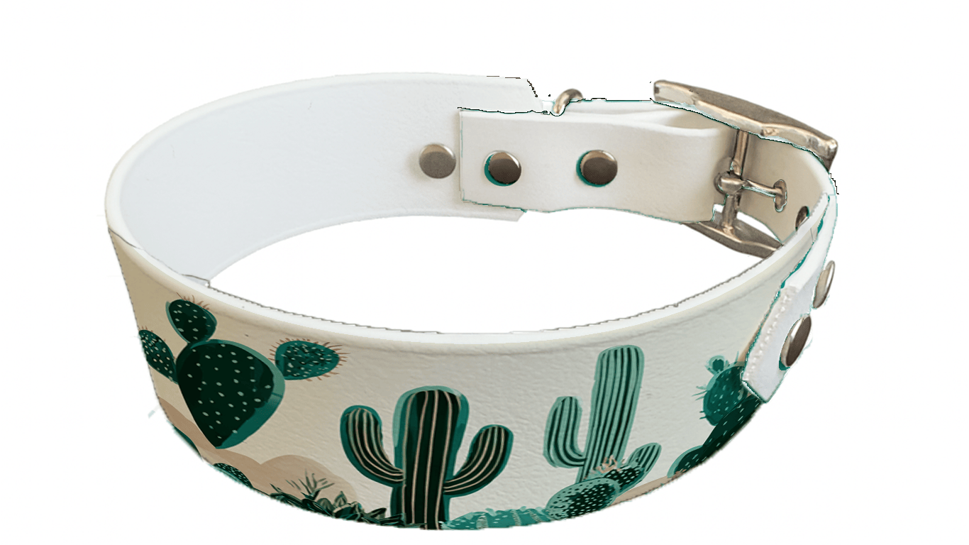 L'atelier du Fourmilier collier bicolore 401 Collier bicolore large pour chien en BioThane® imprimé – Collection plantes et fleurs – 38/25 mm