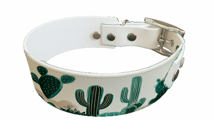 L'atelier du Fourmilier collier bicolore 401 Collier bicolore large pour chien en BioThane® imprimé – Collection plantes et fleurs – 38/25 mm