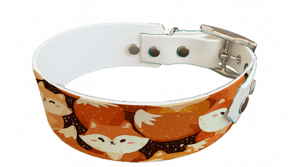 L'atelier du Fourmilier collier bicolore 402 Collier bicolore large pour chien en BioThane® imprimé – Collection animaux pop/kawaii – 38/25 mm