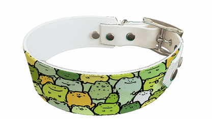 L'atelier du Fourmilier collier bicolore 403 Collier bicolore large pour chien en BioThane® imprimé – Collection animaux pop/kawaii – 38/25 mm
