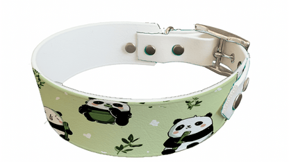 L'atelier du Fourmilier collier bicolore 404 Collier bicolore large pour chien en BioThane® imprimé – Collection animaux pop/kawaii – 38/25 mm