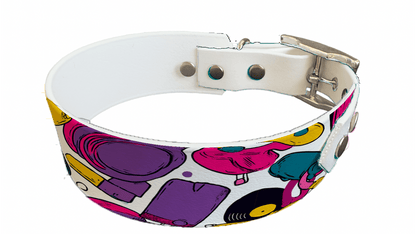 L'atelier du Fourmilier collier bicolore 405 Collier bicolore large pour chien en BioThane® imprimé – Collection pop art– 38/25 mm