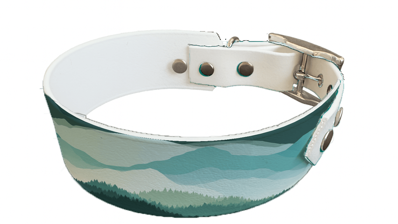 L'atelier du Fourmilier collier bicolore 409 Collier bicolore large pour chien en BioThane® imprimé – Collection paysage– 38/25 mm