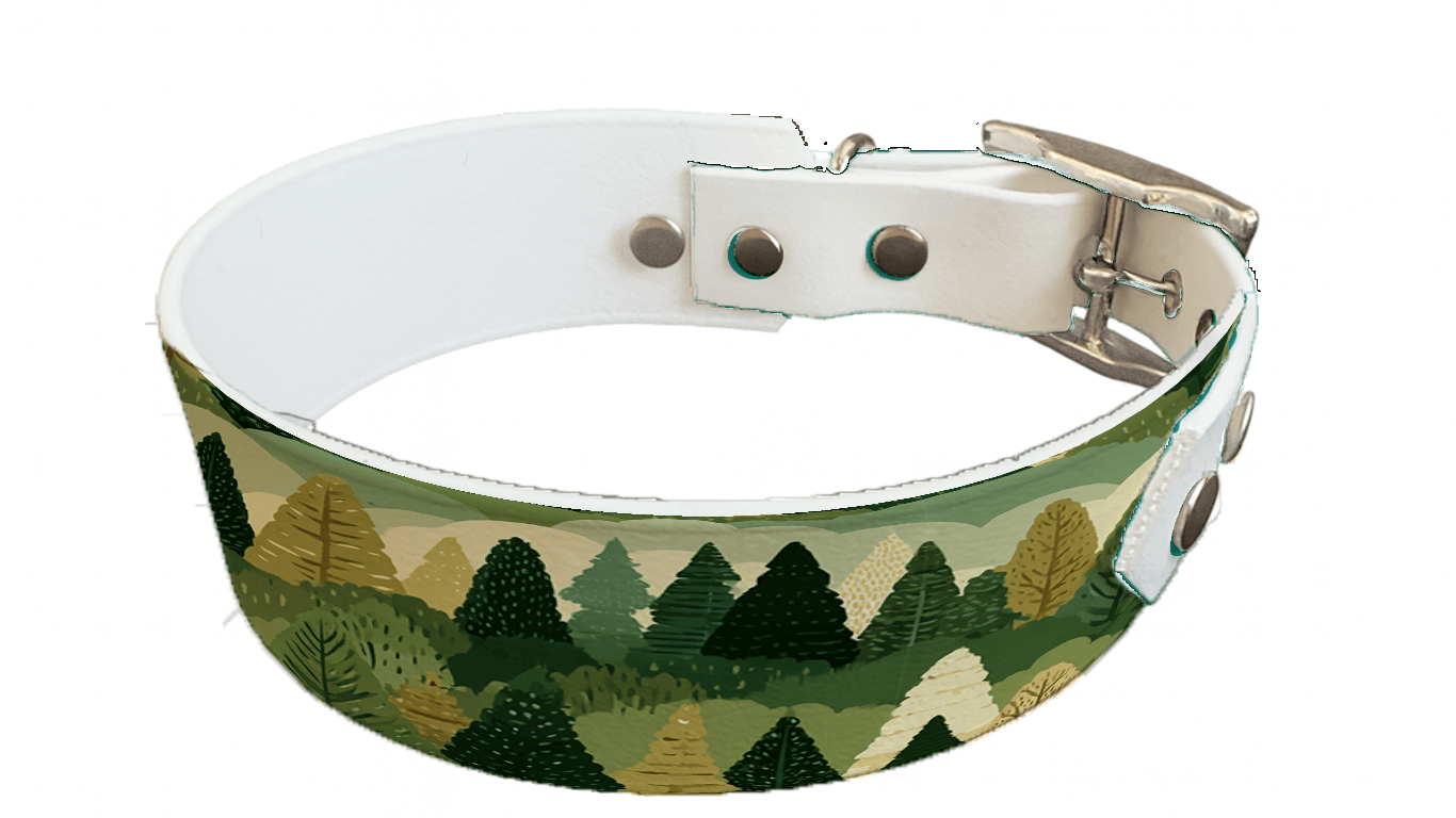 L'atelier du Fourmilier collier bicolore 410 Collier bicolore large pour chien en BioThane® imprimé – Collection paysage– 38/25 mm