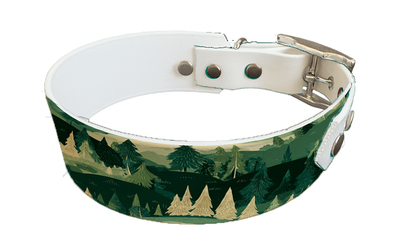 L'atelier du Fourmilier collier bicolore 411 Collier bicolore large pour chien en BioThane® imprimé – Collection paysage– 38/25 mm