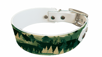 L'atelier du Fourmilier collier bicolore 411 Collier bicolore large pour chien en BioThane® imprimé – Collection paysage– 38/25 mm