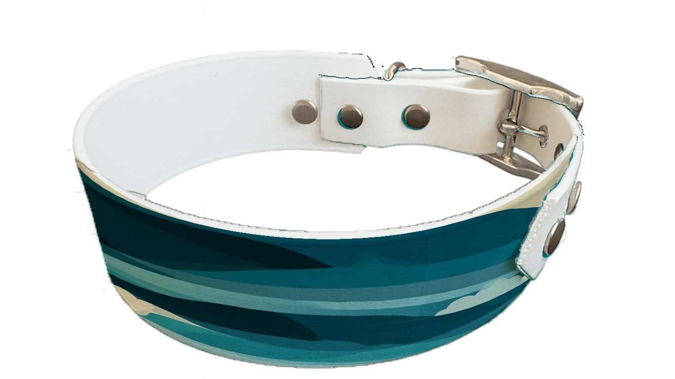 L'atelier du Fourmilier collier bicolore 412 Collier bicolore large pour chien en BioThane® imprimé – Collection paysage– 38/25 mm