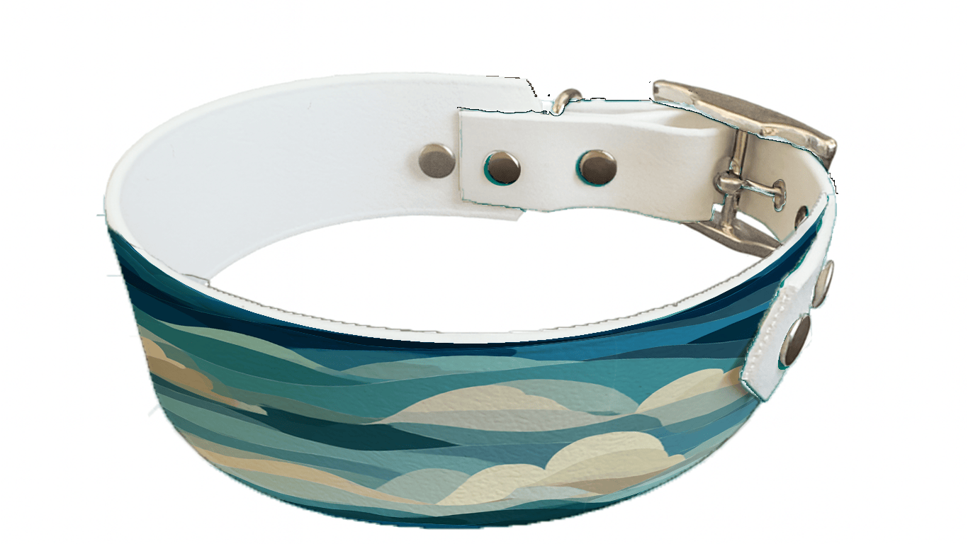 L'atelier du Fourmilier collier bicolore 413 Collier bicolore large pour chien en BioThane® imprimé – Collection paysage– 38/25 mm