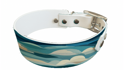 L'atelier du Fourmilier collier bicolore 413 Collier bicolore large pour chien en BioThane® imprimé – Collection paysage– 38/25 mm