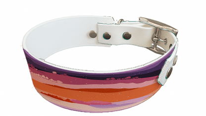 L'atelier du Fourmilier collier bicolore 414 Collier bicolore large pour chien en BioThane® imprimé – Collection paysage– 38/25 mm