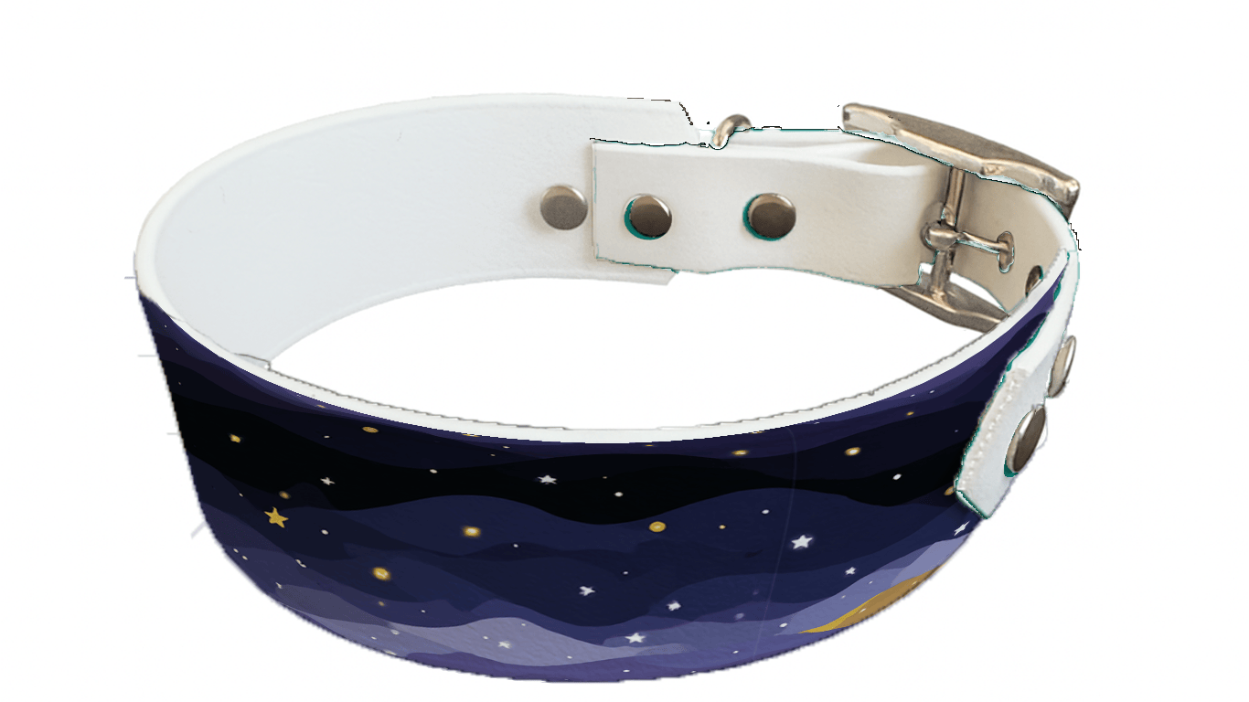 L'atelier du Fourmilier collier bicolore 417 Collier bicolore large pour chien en BioThane® imprimé – Collection paysage– 38/25 mm