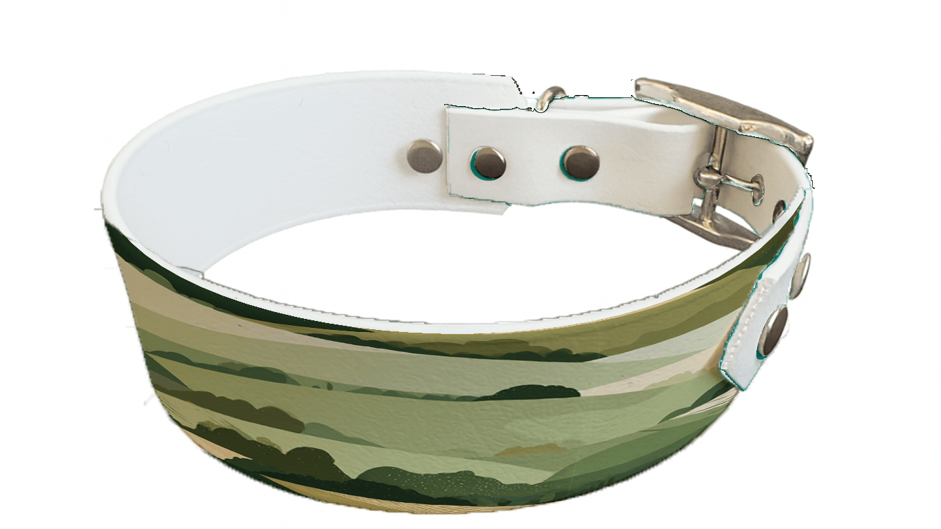L'atelier du Fourmilier collier bicolore 418 Collier bicolore large pour chien en BioThane® imprimé – Collection paysage– 38/25 mm