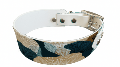 L'atelier du Fourmilier collier bicolore 427 Collier bicolore large pour chien en BioThane® imprimé – Collection plantes et fleurs – 38/25 mm