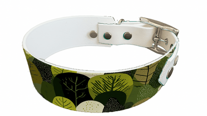 L'atelier du Fourmilier collier bicolore 429 Collier bicolore large pour chien en BioThane® imprimé – Collection plantes et fleurs – 38/25 mm