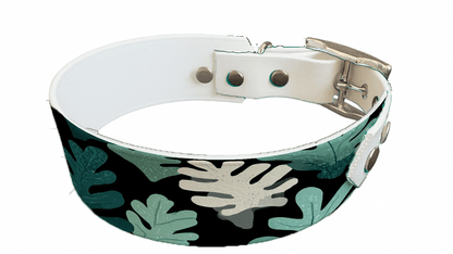 L'atelier du Fourmilier collier bicolore 430 Collier bicolore large pour chien en BioThane® imprimé – Collection plantes et fleurs – 38/25 mm