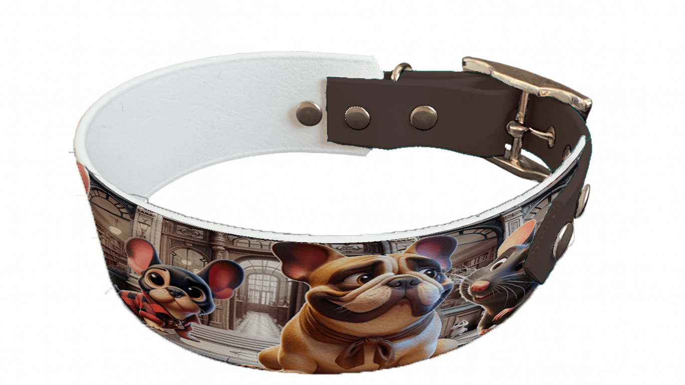 L'atelier du Fourmilier collier bicolore 51 Collier bicolore large pour chien en BioThane® imprimé – Collection chiens– 38/25 mm