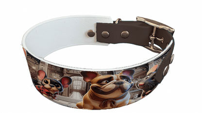 L'atelier du Fourmilier collier bicolore 51 Collier bicolore large pour chien en BioThane® imprimé – Collection chiens– 38/25 mm