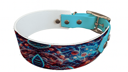 L'atelier du Fourmilier collier bicolore 55 Collier bicolore large pour chien en BioThane® imprimé – Collection abstrait – 38/25 mm