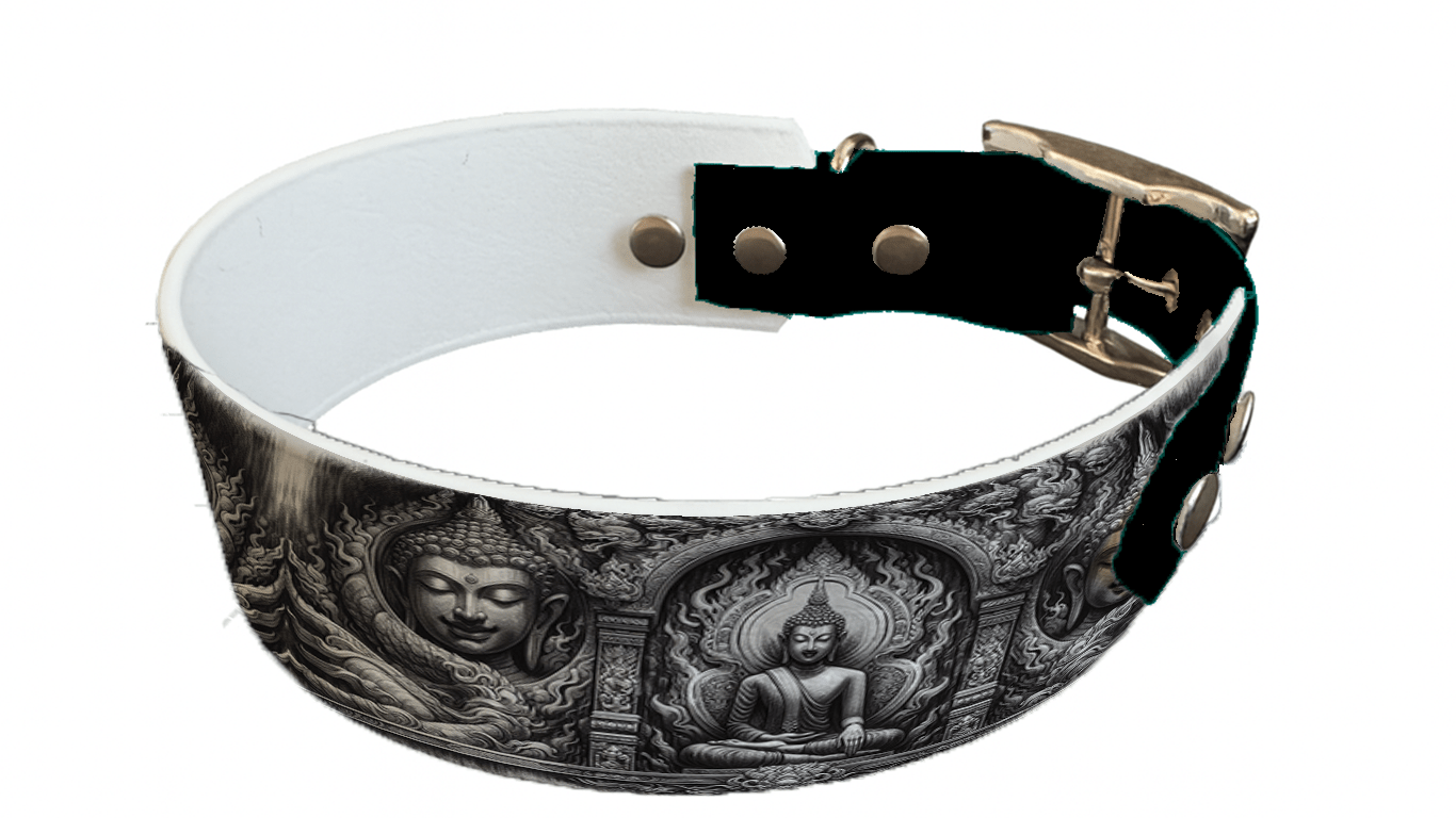 L'atelier du Fourmilier collier bicolore 59 Collier bicolore large pour chien en BioThane® imprimé – Collection Tribal – 38/25 mm