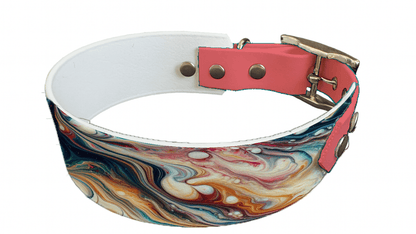 L'atelier du Fourmilier collier bicolore 6 Collier bicolore large pour chien en BioThane® imprimé – Collection abstrait – 38/25 mm