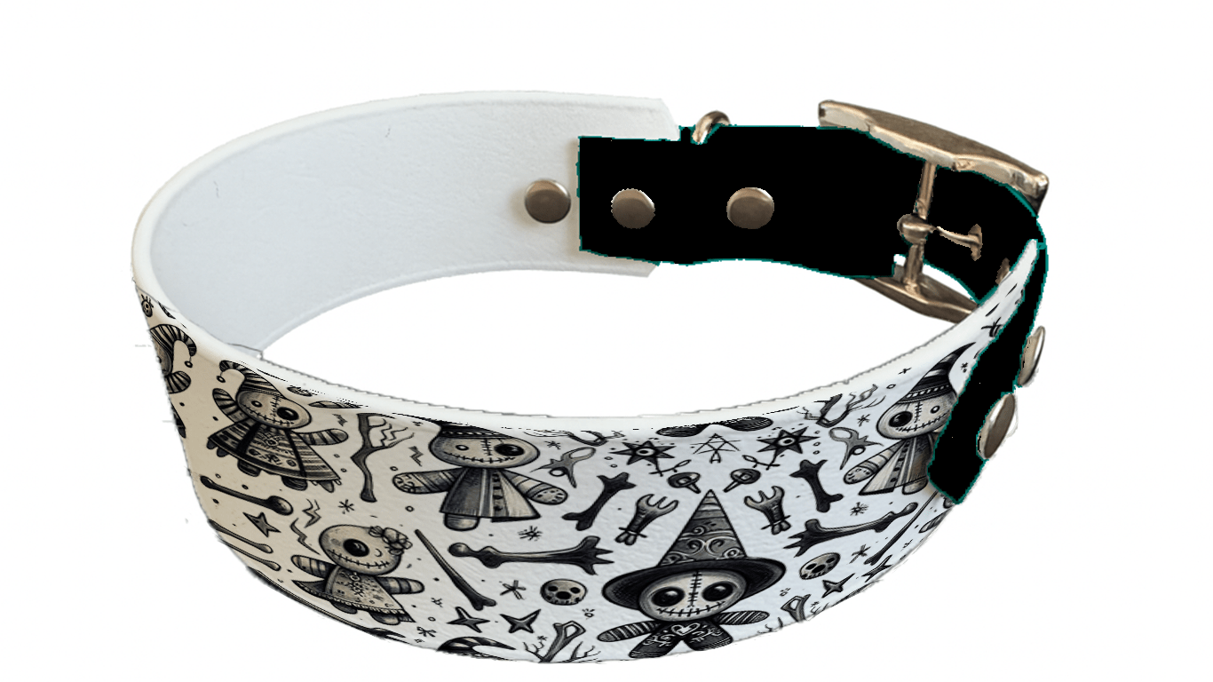 L'atelier du Fourmilier collier bicolore 60 Collier bicolore large pour chien en BioThane® imprimé – Collection Halloween– 38/25 mm