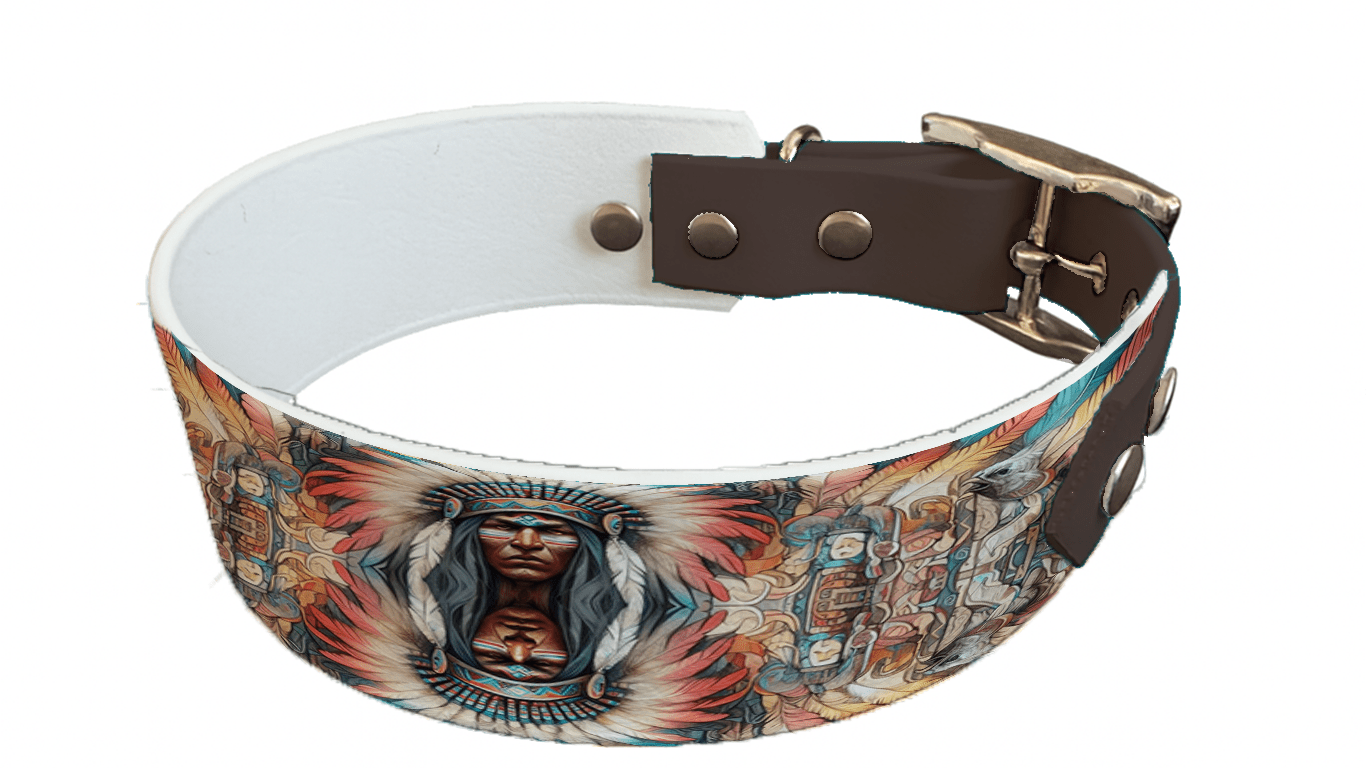 L'atelier du Fourmilier collier bicolore 61 Collier bicolore large pour chien en BioThane® imprimé – Collection Tribal – 38/25 mm
