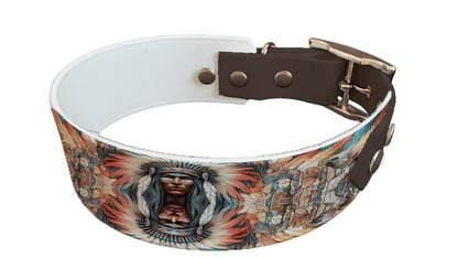 L'atelier du Fourmilier collier bicolore 61 Collier bicolore large pour chien en BioThane® imprimé – Collection Tribal – 38/25 mm