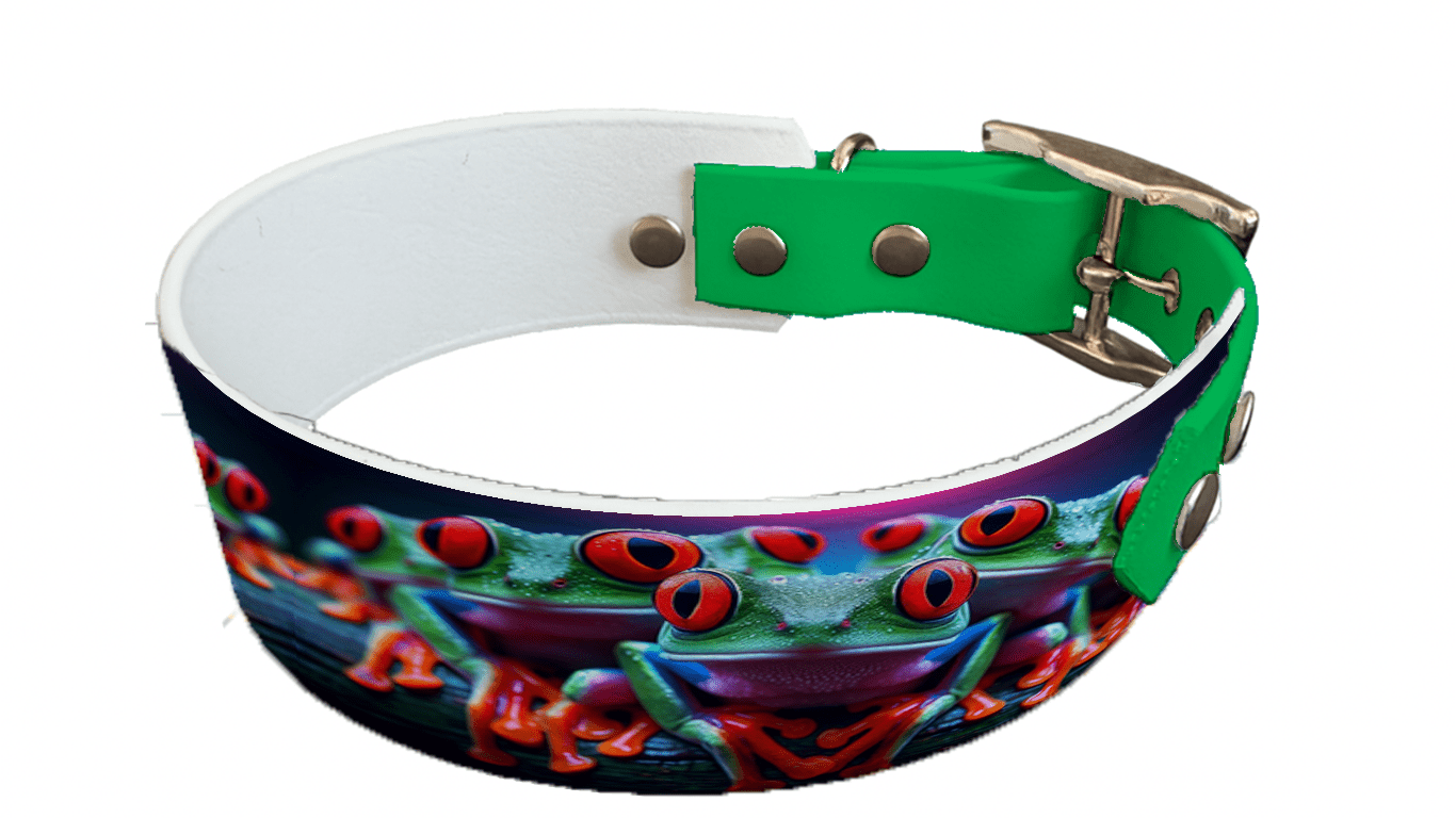 L'atelier du Fourmilier collier bicolore 63 Collier bicolore large pour chien en BioThane® imprimé – Collection animaux sauvages– 38/25 mm