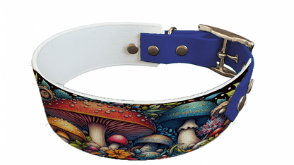 L'atelier du Fourmilier collier bicolore 67 Collier bicolore large pour chien en BioThane® imprimé – Collection forêt enchantée – 38/25 mm