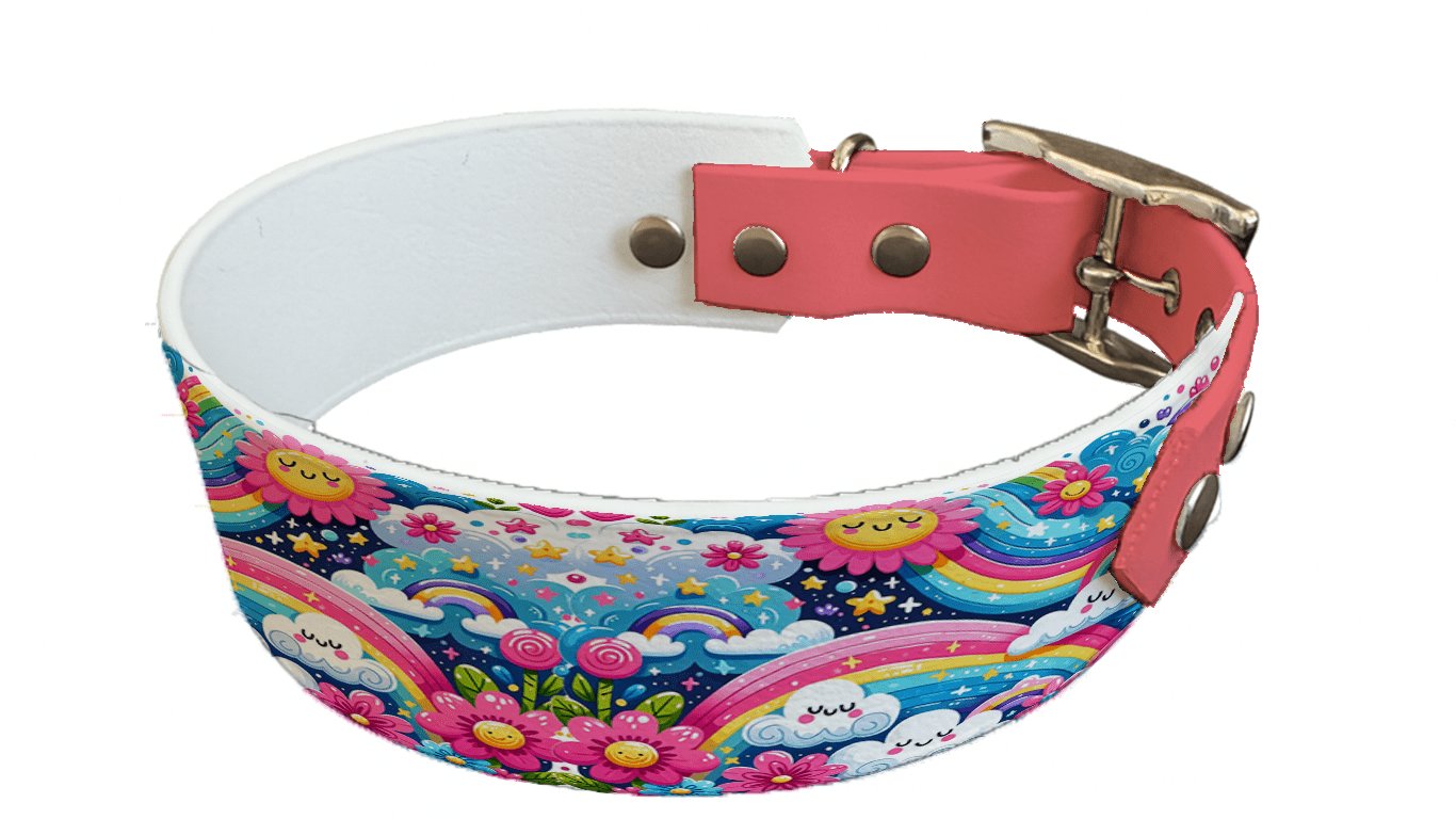 L'atelier du Fourmilier collier bicolore 68 Collier bicolore large pour chien en BioThane® imprimé – Collection nuages– 38/25 mm