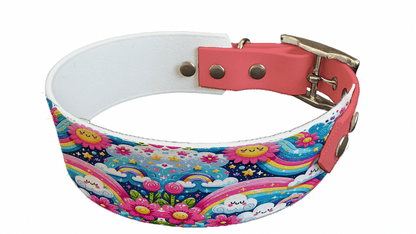 L'atelier du Fourmilier collier bicolore 68 Collier bicolore large pour chien en BioThane® imprimé – Collection nuages– 38/25 mm