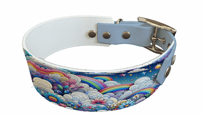 L'atelier du Fourmilier collier bicolore 69 Collier bicolore large pour chien en BioThane® imprimé – Collection nuages– 38/25 mm