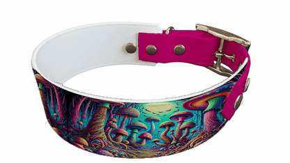 L'atelier du Fourmilier collier bicolore 72 Collier bicolore large pour chien en BioThane® imprimé – Collection forêt enchantée – 38/25 mm