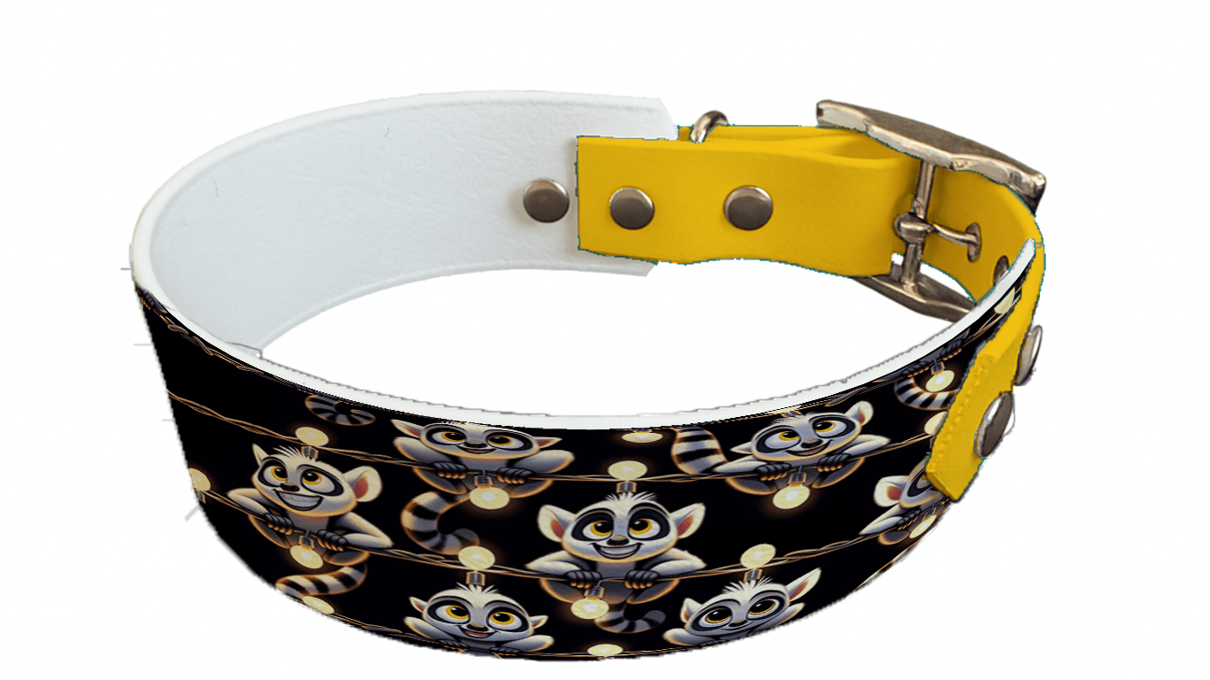 L'atelier du Fourmilier collier bicolore 75 Collier bicolore large pour chien en BioThane® imprimé – Collection animaux pop/kawaii – 38/25 mm