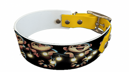 L'atelier du Fourmilier collier bicolore 76 Collier bicolore large pour chien en BioThane® imprimé – Collection animaux pop/kawaii – 38/25 mm