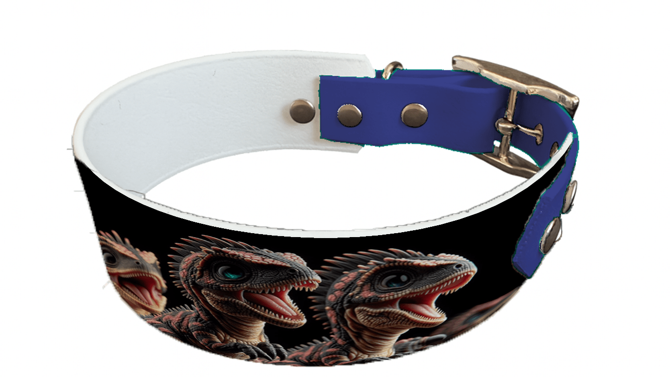 L'atelier du Fourmilier collier bicolore 79 Collier bicolore large pour chien en BioThane® imprimé – Collection monstres et créatures imaginaires– 38/25 mm