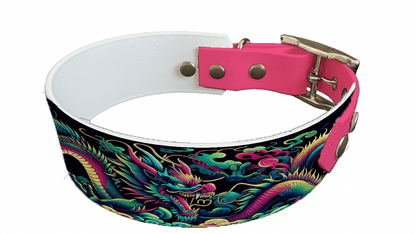 L'atelier du Fourmilier collier bicolore 80 Collier bicolore large pour chien en BioThane® imprimé – Collection Tribal – 38/25 mm