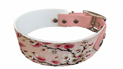 L'atelier du Fourmilier collier bicolore 83 Collier bicolore large pour chien en BioThane® imprimé – Collection plantes et fleurs – 38/25 mm