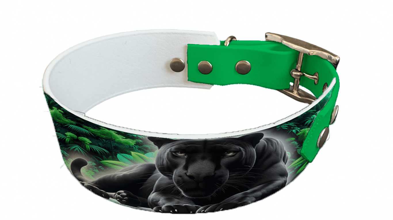 L'atelier du Fourmilier collier bicolore 84 Collier bicolore large pour chien en BioThane® imprimé – Collection animaux sauvages– 38/25 mm