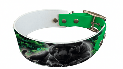 L'atelier du Fourmilier collier bicolore 84 Collier bicolore large pour chien en BioThane® imprimé – Collection animaux sauvages– 38/25 mm