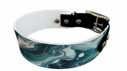 L'atelier du Fourmilier collier bicolore 9 Collier bicolore large pour chien en BioThane® imprimé – Collection abstrait – 38/25 mm