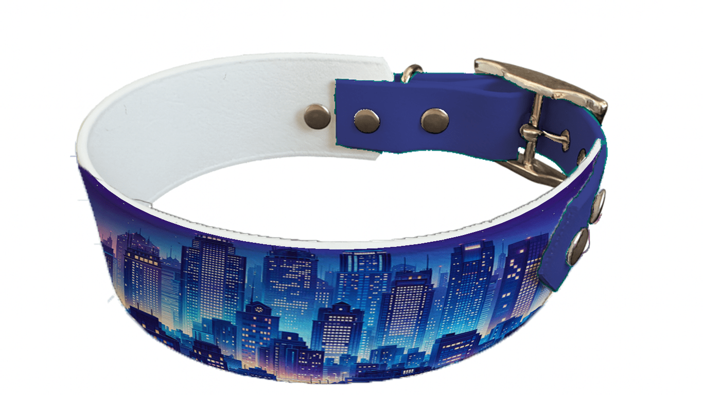 L'atelier du Fourmilier collier bicolore 90 Collier bicolore large pour chien en BioThane® imprimé – Collection pop art– 38/25 mm