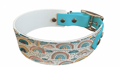 L'atelier du Fourmilier collier bicolore 98 Collier bicolore large pour chien en BioThane® imprimé – Collection nuages– 38/25 mm