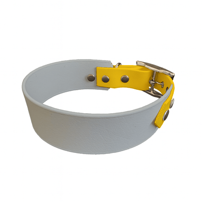 L'atelier du Fourmilier collier bicolore Argent Collier Large Bicolore en BioThane® – 38 mm / 25 mm – coloris personnalisable