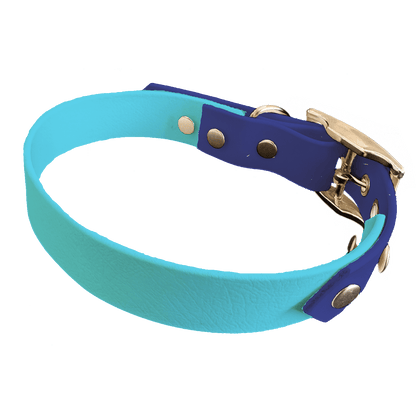 L'atelier du Fourmilier collier bicolore Bleu Clair Collier Bicolore en BioThane®  25 mm – coloris personnalisable