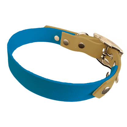 L'atelier du Fourmilier collier bicolore Bleu Collier Bicolore en BioThane®  25 mm – coloris personnalisable