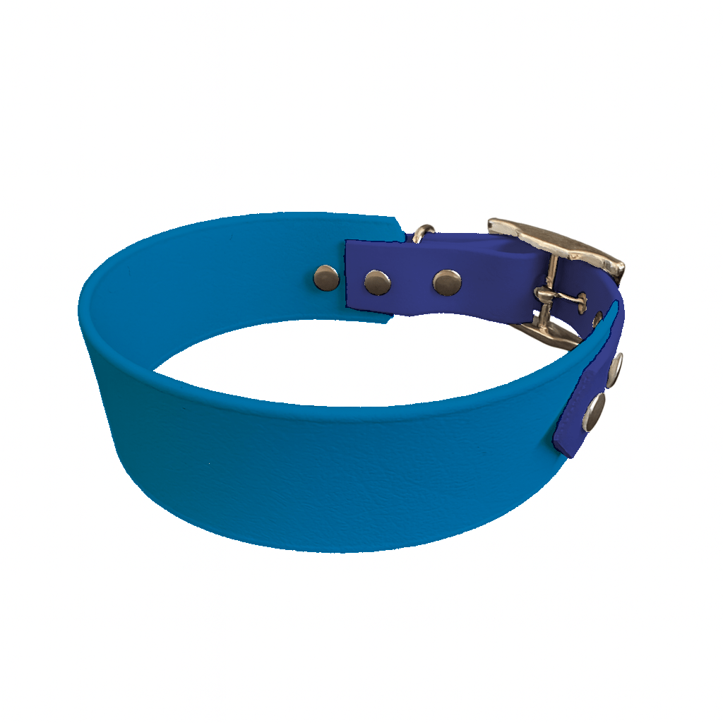 L'atelier du Fourmilier collier bicolore Bleu Collier Large Bicolore en BioThane® – 38 mm / 25 mm – coloris personnalisable