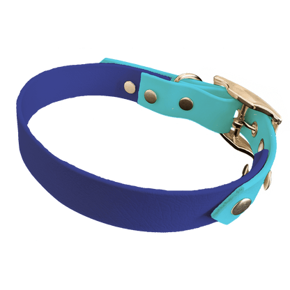 L'atelier du Fourmilier collier bicolore Bleu Marine Collier Bicolore en BioThane®  25 mm – coloris personnalisable