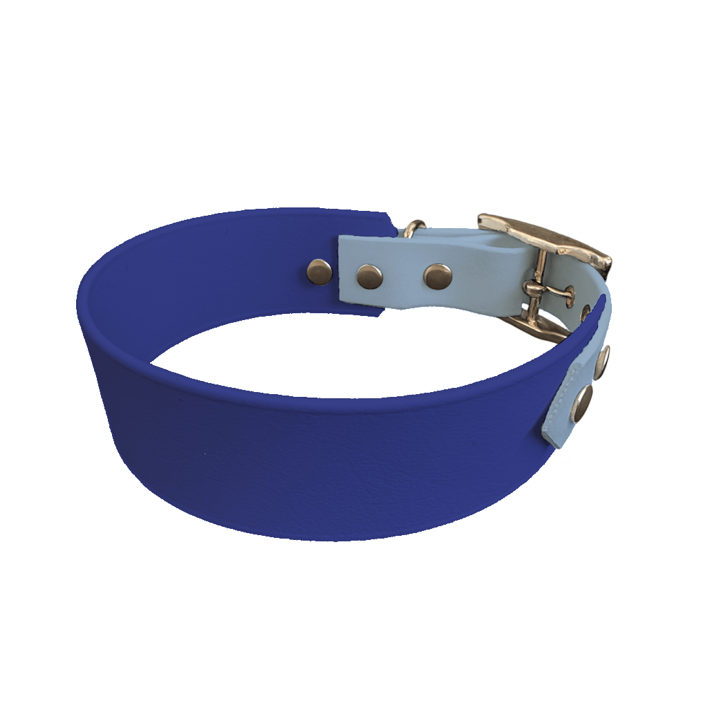 L'atelier du Fourmilier collier bicolore Bleu Marine Collier Large Bicolore en BioThane® – 38 mm / 25 mm – coloris personnalisable